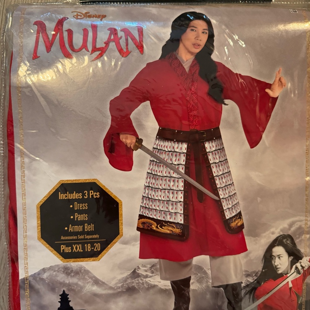 Disney Mulan Red Costume Dress with Armor Belt